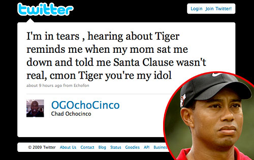 Chad OchoCinco, Twitter, Tiger Woods Chad OchoCinco, Twitter, Tiger Woods